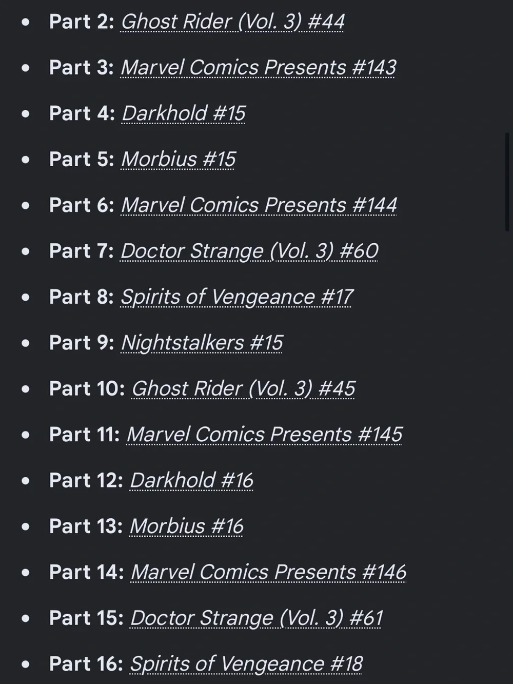 Marvel Seige of Darkness parts 1-17 comic book set 1993 Ghost Rider